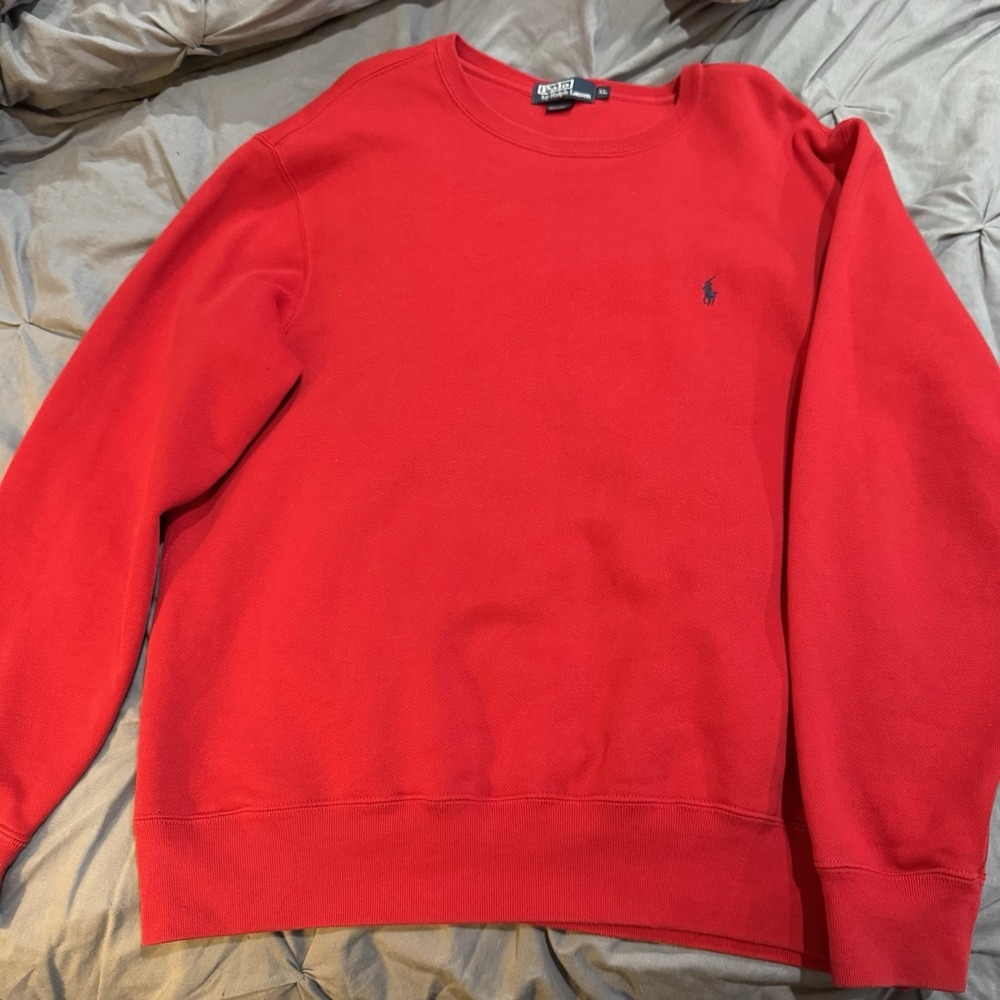 Polo Ralph Lauren Fleece Sweatshirt Mens XL‎ Red Crewneck Pony Logo